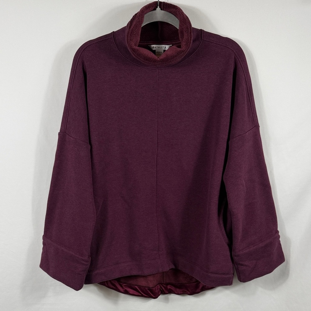 Athleta women’s Cozy Karma Funnel Neck Sweatshop. Fleece lined. Oversized Small‎